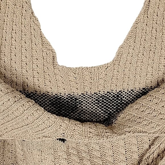 Crochet Tote Bag Tan and Black Heart Pattern Boho / Hobo Style - Picture 4 of 4